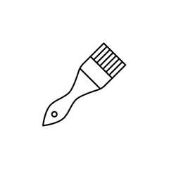 Black & white vector illustration of wide paintbrush. Line icon of paint brush. Artistic tool for painting and craft. Isolated on white background.