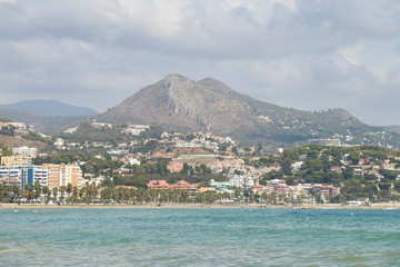 view of a mountain behind city of Malaga
