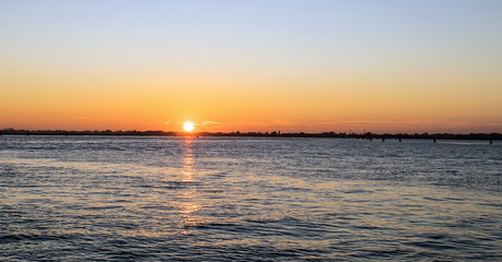 Dawn in the lagoon of Venice,Italy,2 November 2018,beautiful landscape of the Venetian lagoon at dawn, autumn morning