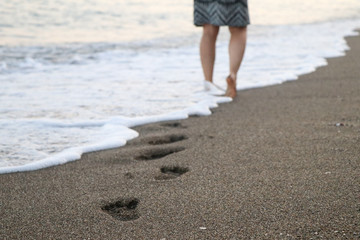 woman walking on the beach
