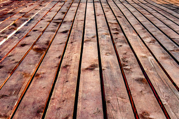 Wooden floor perspective. Detailed background photo texture