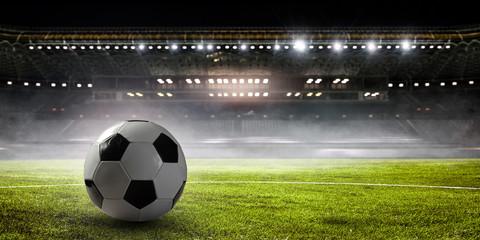 Fototapeta na wymiar Soccer game concept. Mixed media