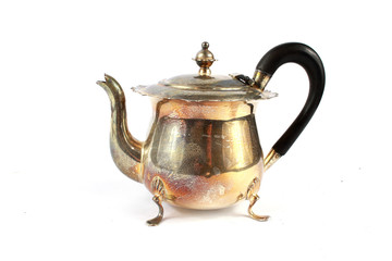 Vintage Antique Steam Punk Style Kettle Teapot on White Background