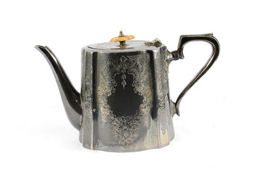 Vintage Antique Steam Punk Style Kettle Teapot on White Background