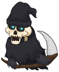 Death Ready for Souls Harvest During Halloween, Vector Illustration