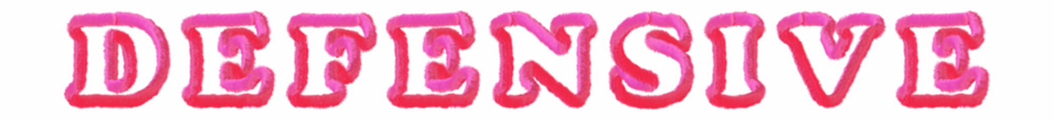 Defensive - clear pink text written on white background