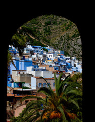 cityscape of famous blue town chefchaouen in rif mountains, morocco