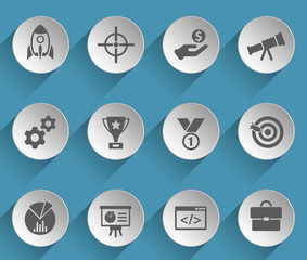startup web icons on light paper circles