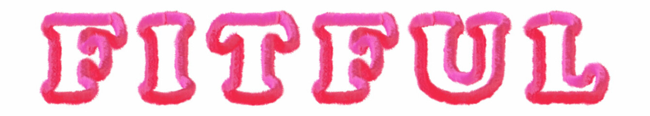 Fitful - clear pink text written on white background