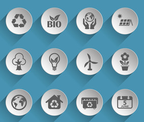 world environment day web icons on light paper circles