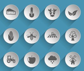 Fototapeta premium agriculture web icons on light paper circles