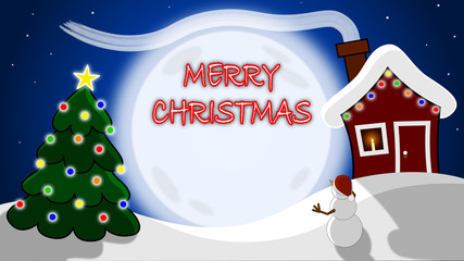 Merry Christmas Holiday Scene with Copy Space. Vector Illustration.