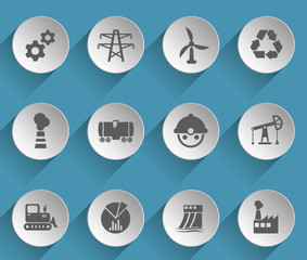industry web icons on light paper circles