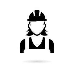 Black Woman Construction Worker icon or logo