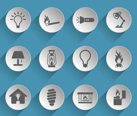 light web icons on light paper circles