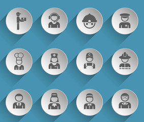 Fototapeta premium occupation web icons on light paper circles