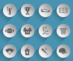 sport web icons on light paper circles