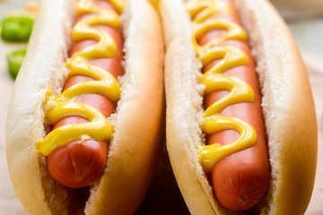 Delicious traditional hot dogs