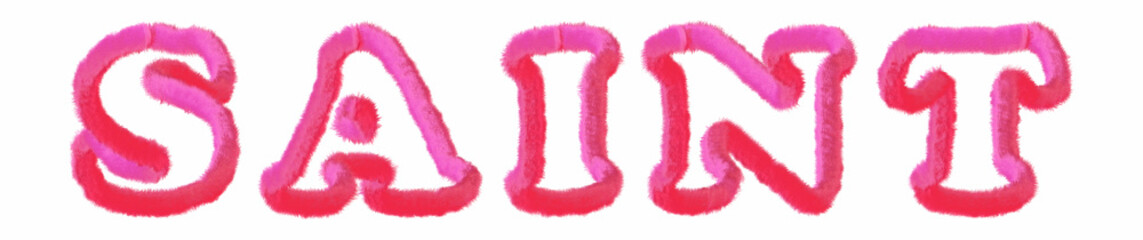 Saint - clear pink text written on white background