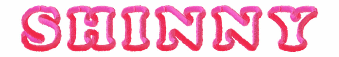 Shinny - clear pink text written on white background