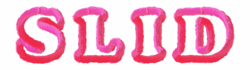 Slid - clear pink text written on white background