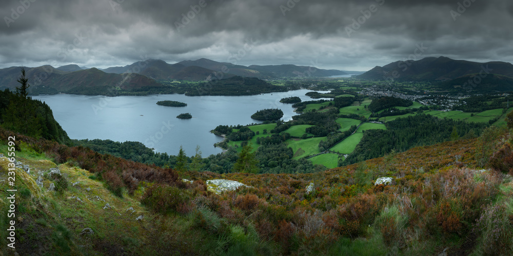 Wall mural Panoramic View at Castlerigg Fell above Derwent Water, Lake District