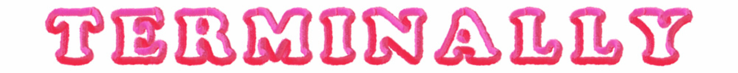 Terminally - clear pink text written on white background