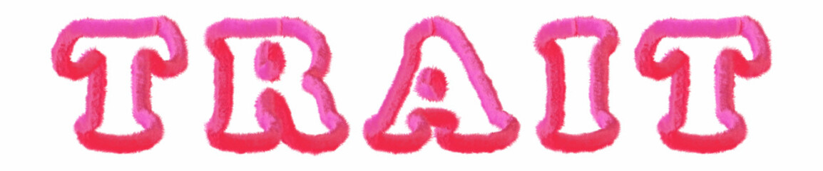 Trait - clear pink text written on white background