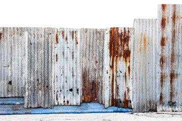 Rusty corrugated galvanized steel wall or iron metal sheet surface for texture and background. With clipping path.
