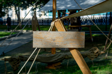 Wooden sign with a place for the inscription