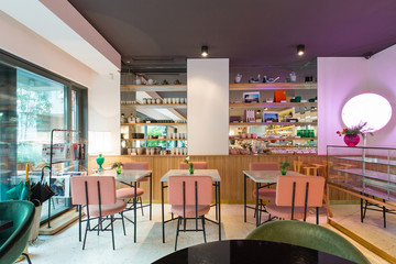 Modern restaurant interior in city center