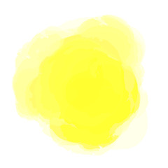 Hand drawn watercolor spot on isolated white. Colored aquarelle blotch. Watercolour splotch. Paint and ink smudges. Bright blur stain. Trendy label brush stroke background