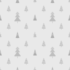 Seamless pattern with chrismas trees. Geometric background. Monochrome texture. Abstract geometric wallpaper. Doodle for design