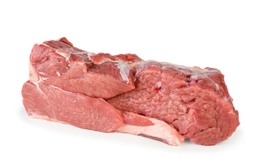 Fresh raw meat close up on a white background.