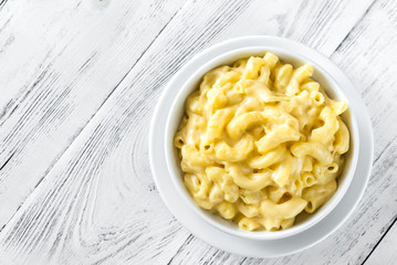 Portion of macaroni and cheese