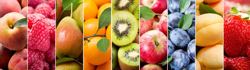 Muurstickers collage van verschillende soorten vers fruit © Nitr