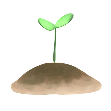 green sprout growing from brown soil clip art preview