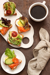 Homemade Toast sandwich with Salmon,and Avocado