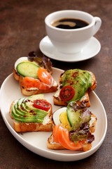 Homemade Toast sandwich with Salmon,and Avocado