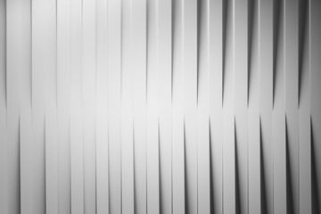 Abstract background with vertical repeating lines of white folded paper stripes with shadows. 3d illustration.