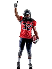 Foto op Plexiglas one american football player man isolated on white background © snaptitude