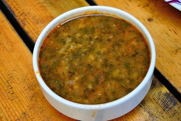 Kale (leaf cabbage) and bean soup from Trabzon Province of Turkey