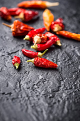 Red hot chili pepper on black background
