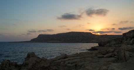 Obraz premium Night seashore on Cape Greco headland