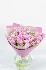 beautiful bunch of lilac peony tulips in the package foamiran . Present for a girl. Valentine's day or mother's day