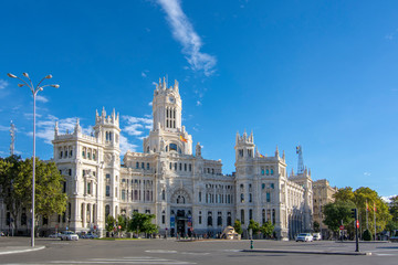 Fototapeta na wymiar Cybele's Square and Central Post Office in Madrid