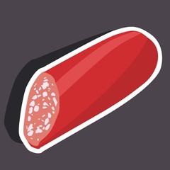 Vector illustration of a cartoon stickers of sausage