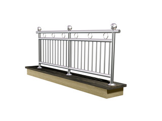 chrome, stainless steel, inox fence or alu fence. aluminum fence on isolated white background. 3D illustration
