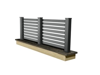modern aluminum panel fence. Black alu fence model 3D illustration