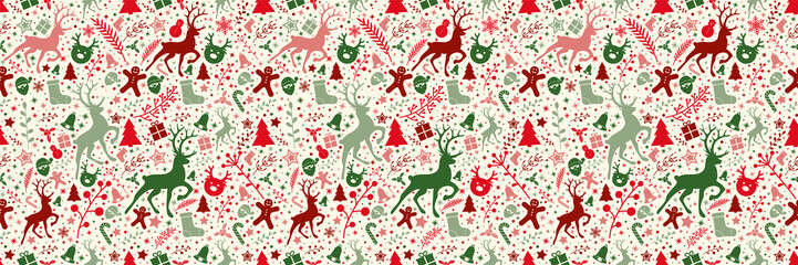 Concept of Christmas wallpaper with decorations - seamless texture. Vector.